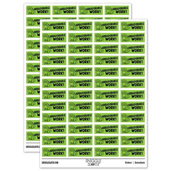 Labradorable Adorable Work Labrador Teacher Student School Sticker Set - Light Green - Matte Finish - 1.25" Mini