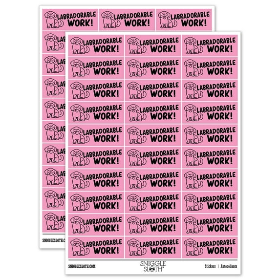 Labradorable Adorable Work Labrador Teacher Student School Sticker Set - Light Pink - Gloss Finish - 1.75" Medium