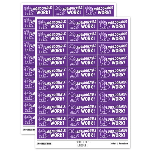 Labradorable Adorable Work Labrador Teacher Student School Sticker Set - Purple - Gloss Finish - 1.75" Medium