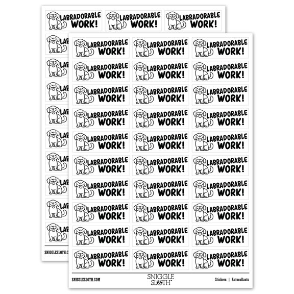 Labradorable Adorable Work Labrador Teacher Student School Sticker Set - White - Gloss Finish - 1.75" Medium