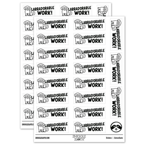 Labradorable Adorable Work Labrador Teacher Student School Sticker Set - White - Gloss Finish - 2.00" Large