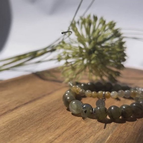 Labradorite Bracelet Mini | Stone Beads Bracelet | Focus on Heart Chakra | Stunning Gem Patterns Tones | I am the change I want to see in the world. Labradorite is theÂ&nbsp;transformation stone.