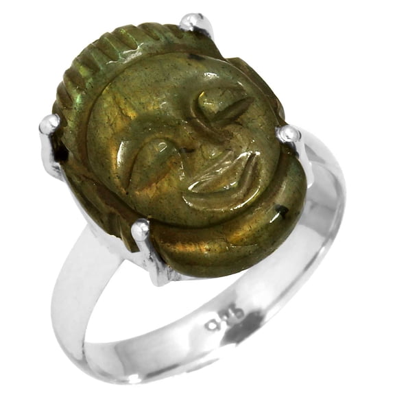 Labradorite Budha Women Jewelry 925 Sterling Silver Ring