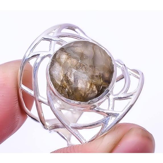 Labradorite - Canada 925 Sterling Silver Solitaire Ring s.7.5 R7989-43, Christmas Gift, Gemstone Silver Jewelry, Labradorite Ring, New Year Sale
