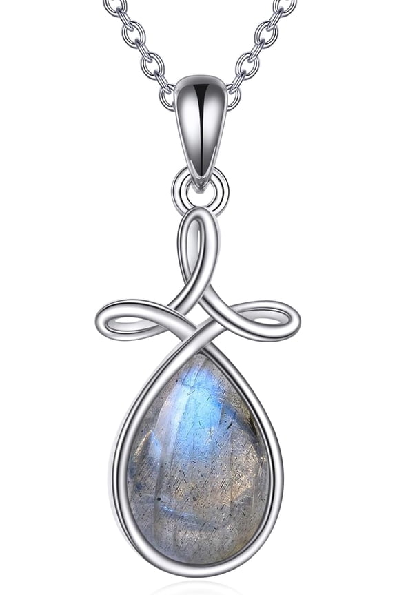 Labradorite Celtic Knot Pendant Necklace for Women Men S925 Sterling Silver Celtic Knot Jewelry Gifts for Mother Wife