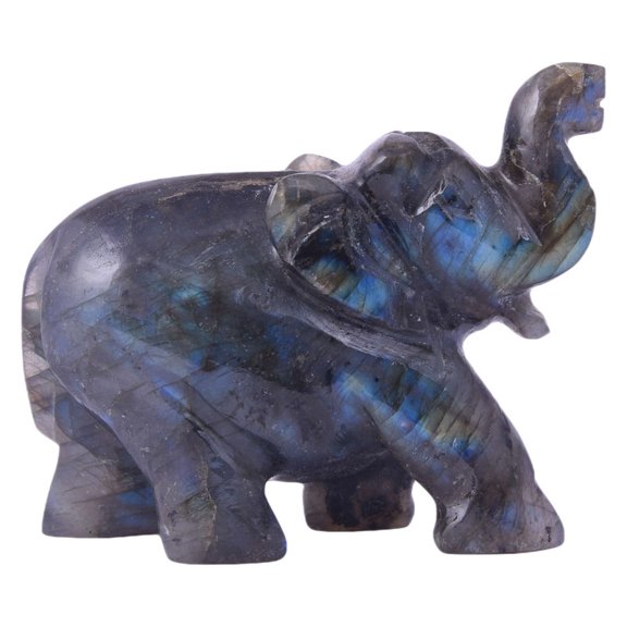 Labradorite Crystal Elephant, Sculpture, Fine Figurine, Statue, Handicrafts, Gemstone(KI_77)