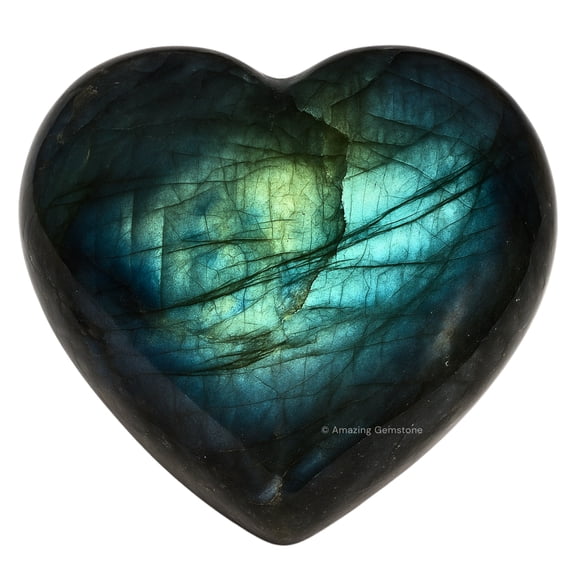 Labradorite Crystal Heart - Pocket Massage Worry Stone