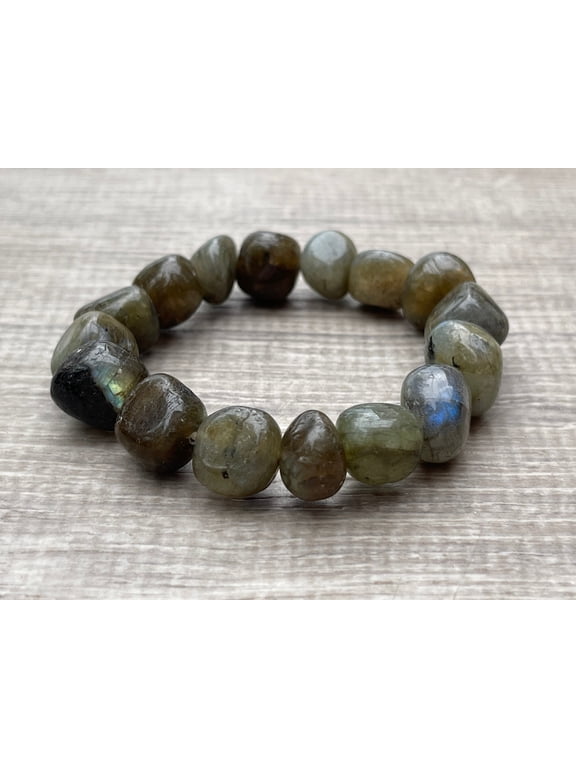 Labradorite Crystal Nugget Bracelet, Wholesale Genuine Labradorite Tumbled Gemstone Bracelet, Gift for Men & Women (1)