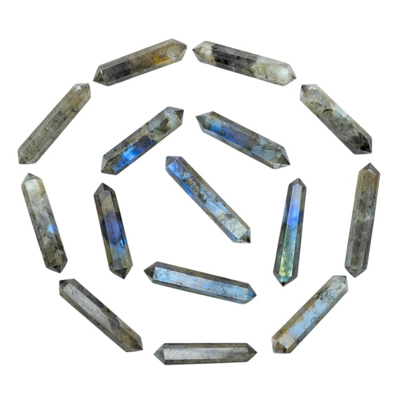 Labradorite Crystal Points Bulk 3 Pcs, Hexagonal Healing Point Double Terminated