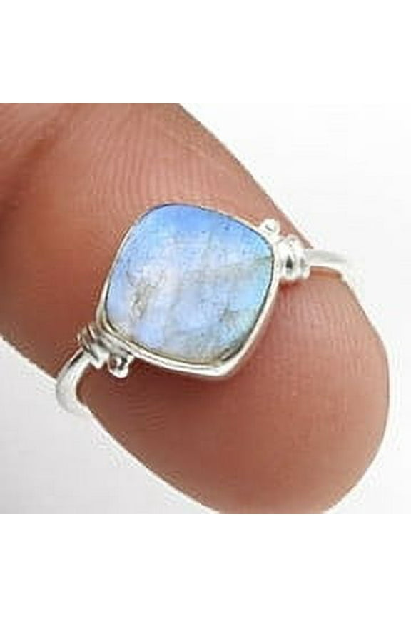 Labradorite Gemstone 925 Silver Wife Engagement Band Wedding Handmade Bezel Ring