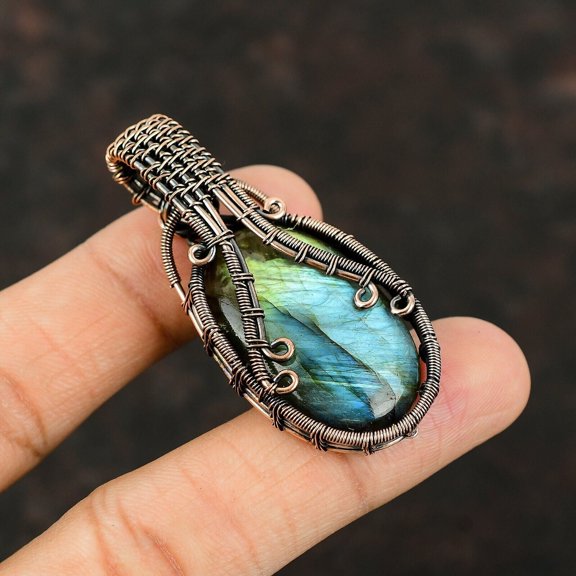 Labradorite Pendant Copper Wire Wrapped Pendant Handmade Pendant Gemstone Jewelry Birthday Gift For Her Copper Jewelry Labradorite Jewelry