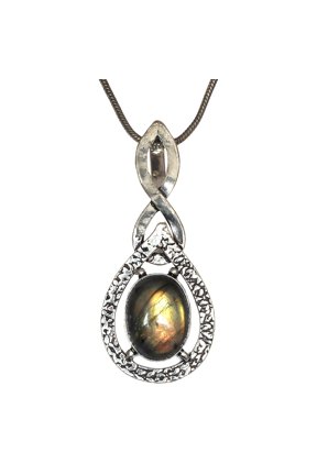 Labradorite Gemstone Mother's Day Handmade Silver Jewelry Pendant 2.25"