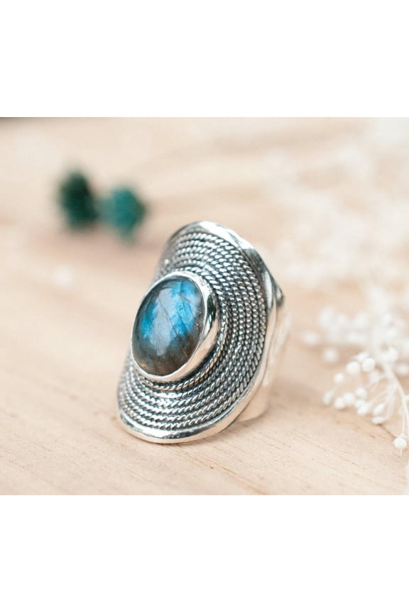 Labradorite Gemstone Ring 925 Sterling Silver Handmade Statement Ring All Sizes Available