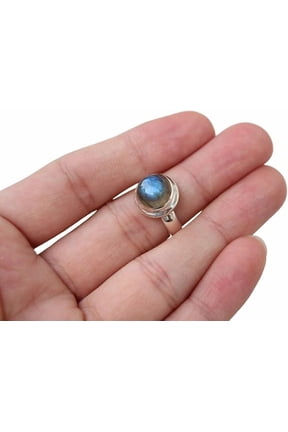 Labradorite Gemstone Ring, Natural Labradorite Tiny Ring, Genuine Birthstone, Womens Ring, 925 Sterling Silver, Dainty Ring, Minimal Stackable Ring, Designer Handmade Jewelry, Christmas Gift