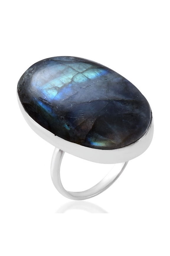 Labradorite Gemstone Silver Ring 925 Sterling Silver Ring Natural Labradorite Faceted Oval Stone Ring Handmade Ring Gift