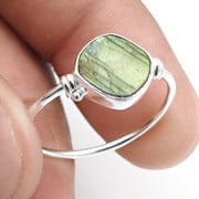 Labradorite Gemstone Solid 925 Sterling Silver Band Third Eye Chakra Ring US 7.5