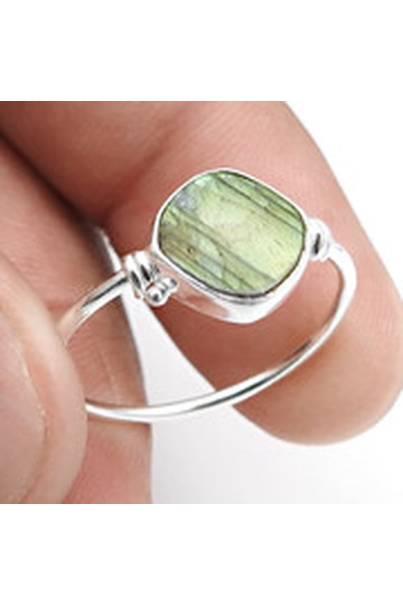 Labradorite Gemstone Solid 925 Sterling Silver Band Third Eye Chakra Ring US 7.5