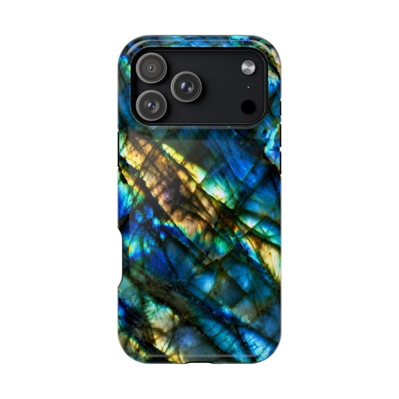 Labradorite Gemstone Tough Case for iPhone 18 Pro & 18 Pro Max, Mineral Stone Pattern Protection