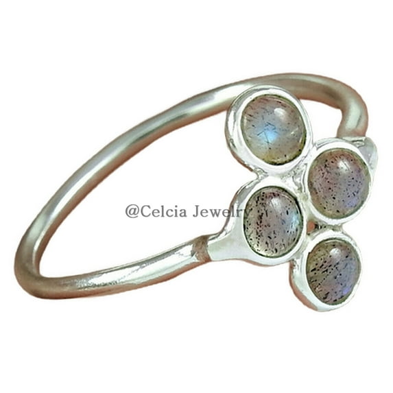 Labradorite Genuine Gemstone Ring, Multi Stone Ring, Blue Fire Ring, Pinky Ring, Mothers Day Gifts, Valentines Day Gifts For Her, Engagement Ring For Women, June Birthstone (labradorite, 7)
