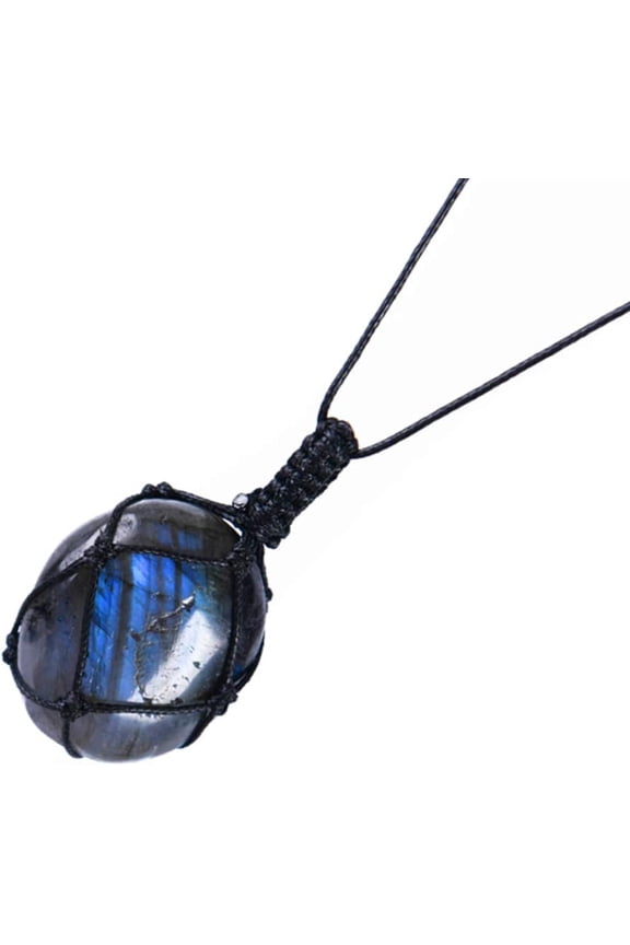 Labradorite Healing Crystal Fine Pendants,Natural Crystal Quartz Necklace 6 Faceted Chakra Crystal Wand Stone(Irregular-Labradorite 2)[o895]