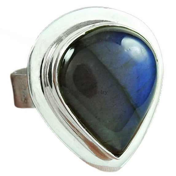 Labradorite Healing Stones Band Ring, Solitaire Ring, Gifts Ring For Mom, Blue Fire Ring, Friendship Gifts, Statement Vintage Ring, Mothers Day Gifts (Labradorite, Size 7)