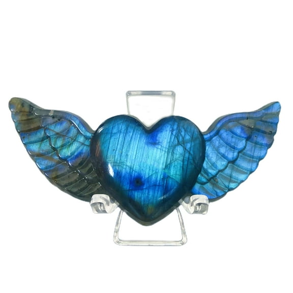 Labradorite Heart Crystal Heart Labradorite Stones Heart Crystal Healing Crystal Crystal Heart with Wings