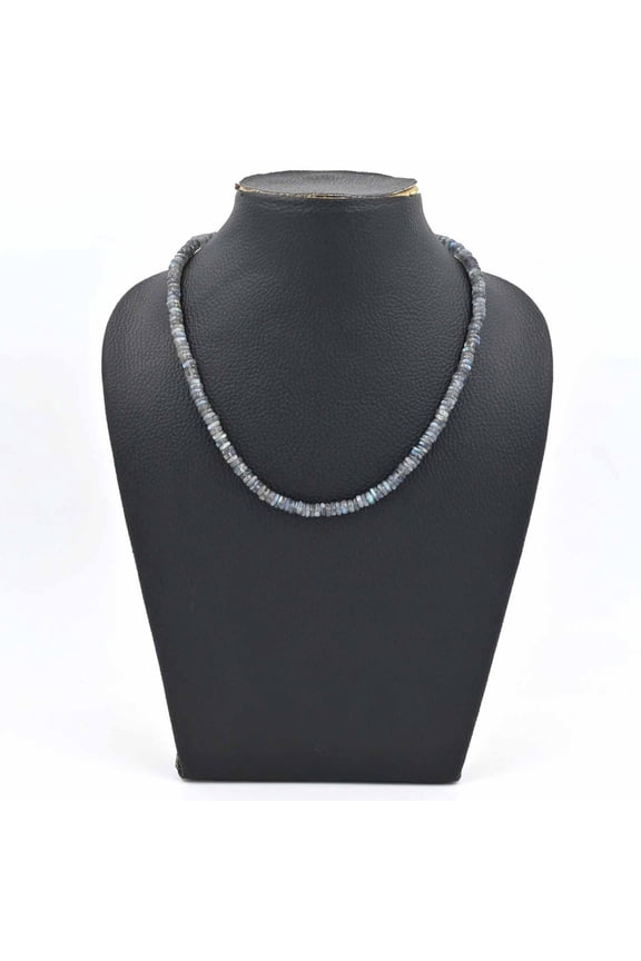 Labradorite Heishi Beads Necklace, Flashy Labradorite Gemstone Necklace, Smooth Boho Stone Jewelry, Labradorite Statement Necklace