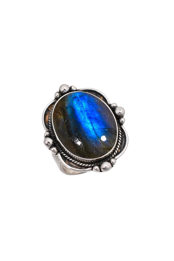 Labradorite - Madagascar 925 Sterling Silver Ring, Adjustable Ring, Silver Jewelry Ring, Blue Ring, Oval Ring, Dainty Ring, Handmade Ring, Gemstone Ri