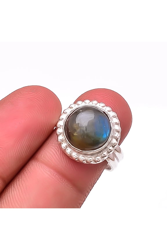 Labradorite - Madagascar Designer Handmade 925 Sterling Silver Ring S.7 R43