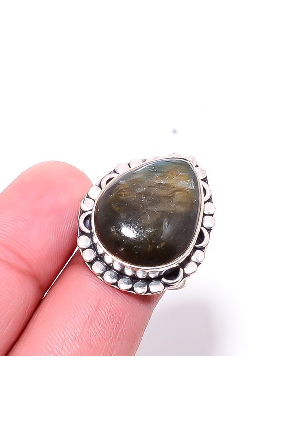 Labradorite - Madagascar Designer Handmade 925 Sterling Silver Ring S.8.5 R10