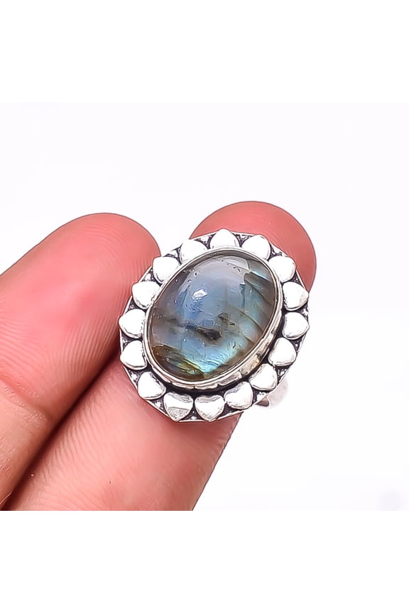 Labradorite - Madagascar Designer Handmade 925 Sterling Silver Ring S.9 R27