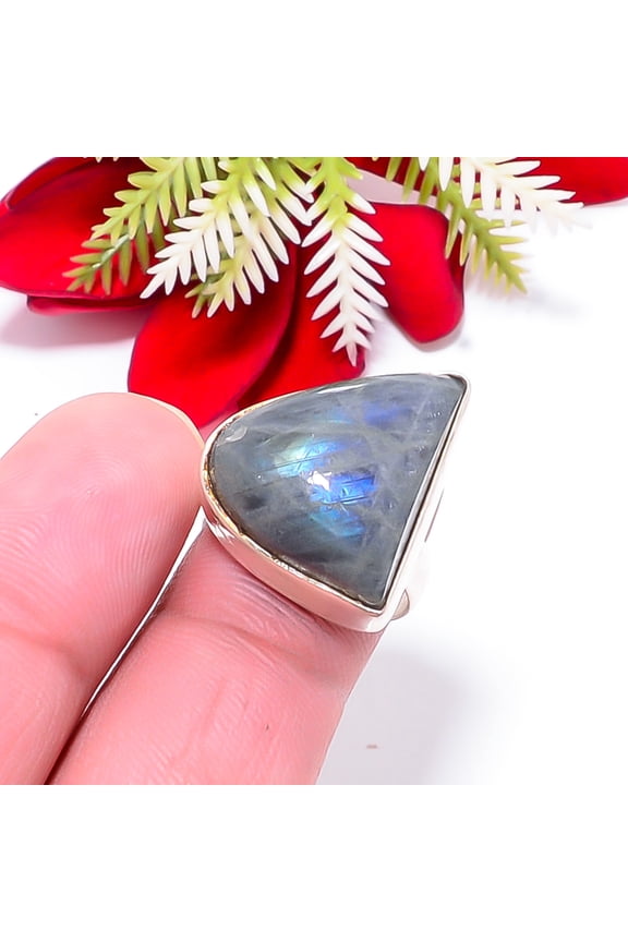Labradorite - Madagascar Gemstone 925 Sterling Silver Handmade Ring S.6.5 R46