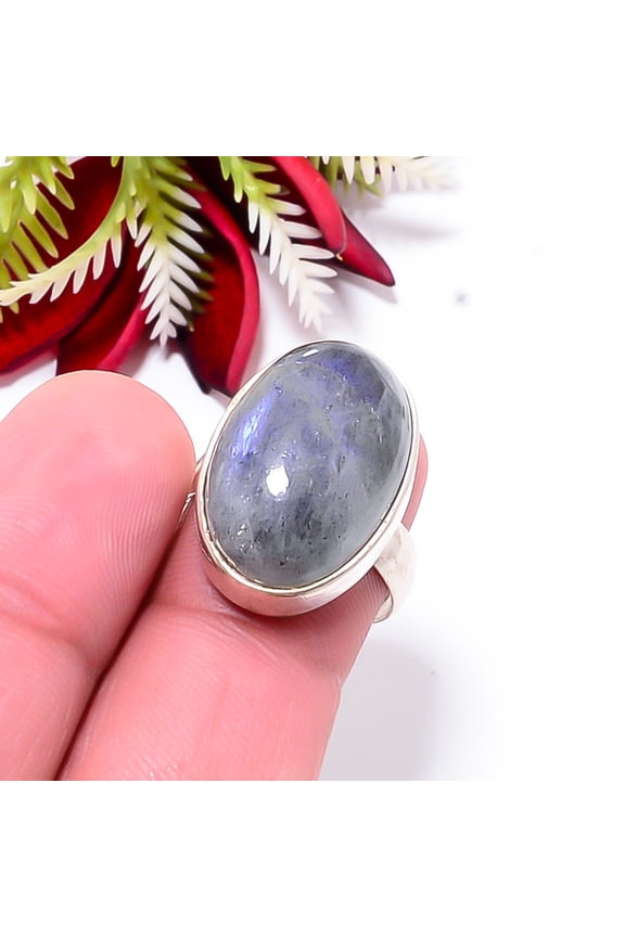 Labradorite - Madagascar Gemstone 925 Sterling Silver Handmade Ring S.7 R22