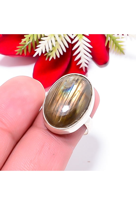 Labradorite - Madagascar Gemstone 925 Sterling Silver Handmade Ring S.7 R69