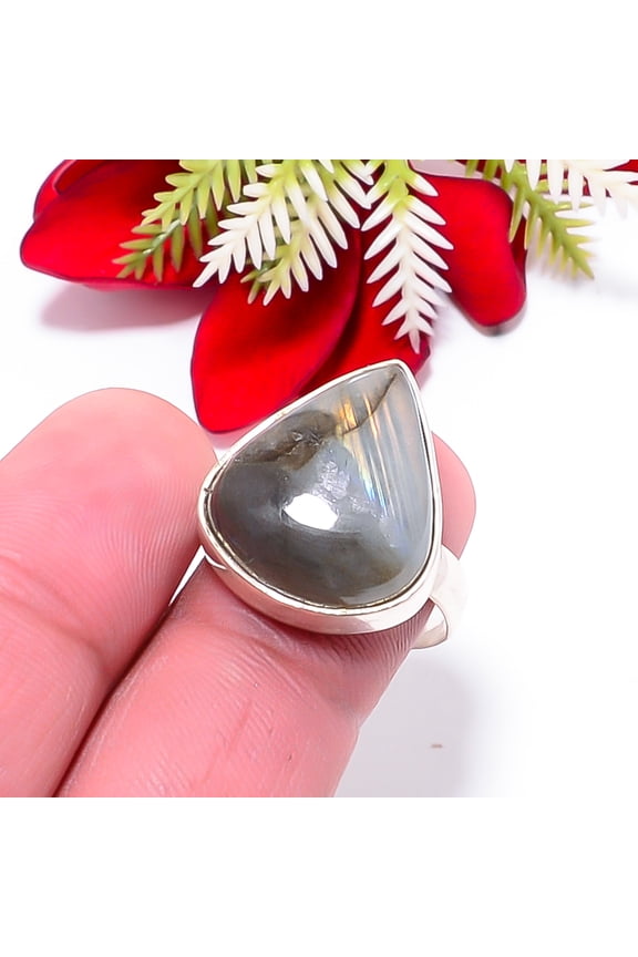Labradorite - Madagascar Gemstone 925 Sterling Silver Handmade Ring S.9 R70