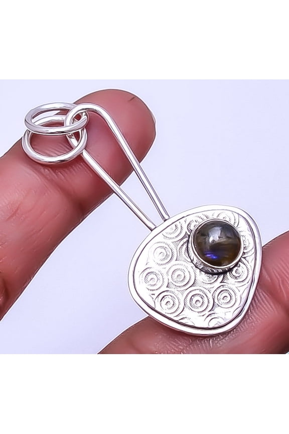 Labradorite - Madagascar Handmade 925 Sterling Silver Pendant 1.95" P12148