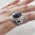 thumbnail image 1 of Labradorite Mans Ring, Natural Blue Fire Labradorite, Unisex Ring, Silver Jewelry, 925 Silver Ring, Birthday Gift, Heavy Men Ring, Arabic Design, Ottoman Style Ring, Christmas, Turkey Mens Signet Ring, 1 of 6