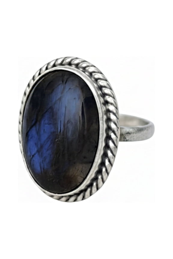 Labradorite Oval Statement Ring, 925 Sterling Silver, Handmade Bohemian Ring