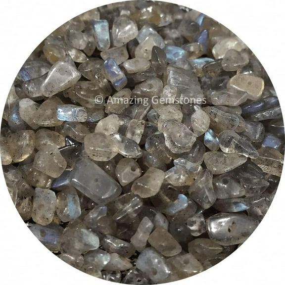 Labradorite Pre Drilled Crystal Chips - Healing Crystals Tumbled Chips Gemstone Beads (25 Inch Strand)
