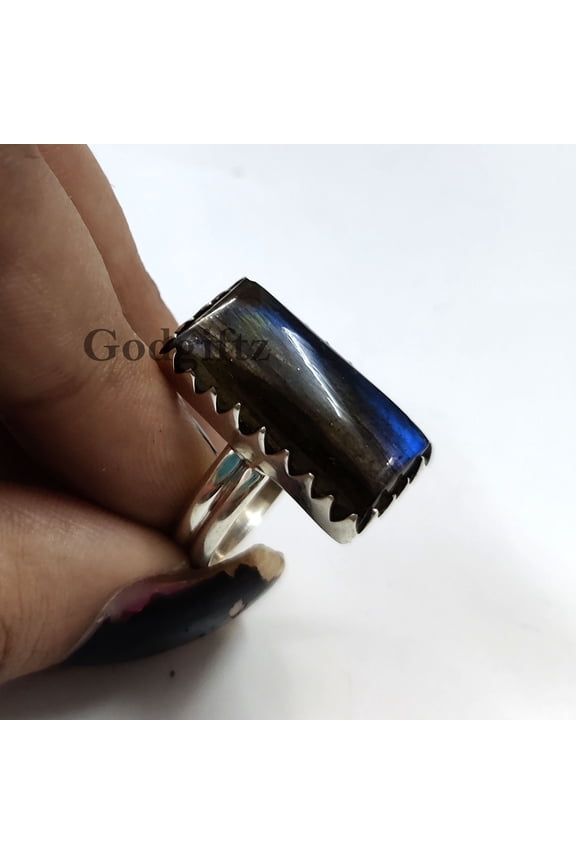 Labradorite Ring | Blue Flashy Ring | Labradorite Jewelry | Mens Ring | Cabochon Ring | Big Bohemian Ring | Gypsy Ring |Designer Silver Ring