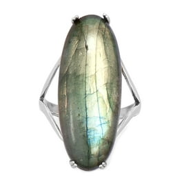 Labradorite Ring Large Elongated Oval with Split Band Sterling Silver Labradorite Ring Large Elongated Oval with Split Band Sterling Silver