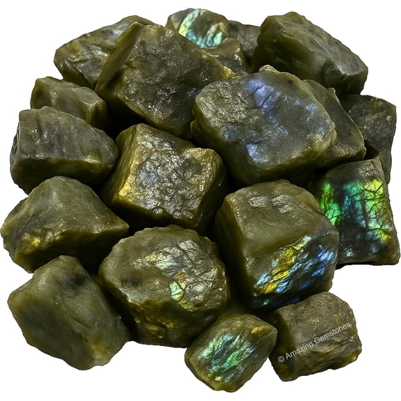 Labradorite Rough Stones Natural Raw Crystals for Tumbling (5 Pieces)