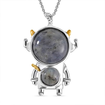 Labradorite  Mix Stainless Steel Chain Pendant Necklace for Women Jewelry Size 24" Ct 38.13 Birthday Christmas Gifts for Women
