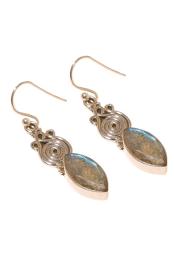 Labradorite Solid 925 Sterling Silver Earring 1.75" (SER-730)