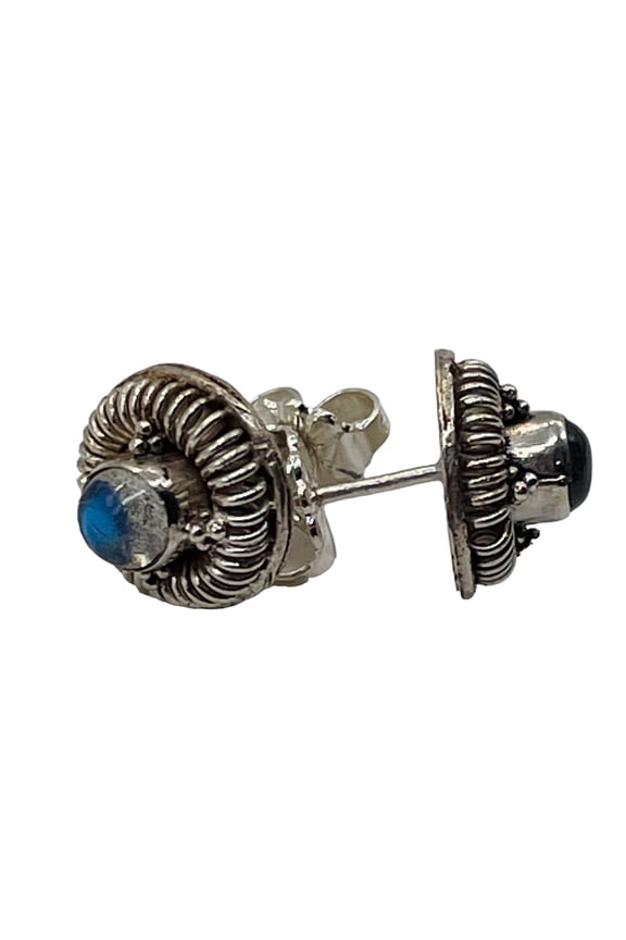 Labradorite in Sterling Silver Post Earrings | Blue Flash | 1 Pair |