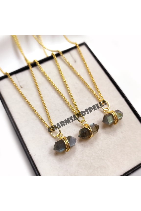 Labradorite necklace, 14K Gold Plated Necklace, Pencil Necklace, Wire Wrapped Necklace, Gemstone necklace, Chakra necklace, Women necklace