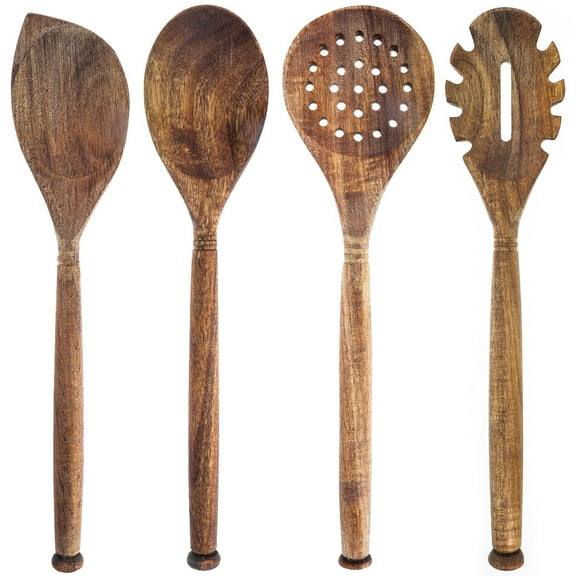 Labrea Life + Home 4pc Solid Acacia Wood Cooking Spoons Kitchen Utensils Set