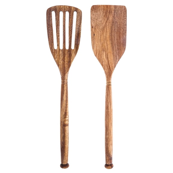 Labrea Life and Home 2pc Solid Acacia Wood Spatula Kitchen Utensils Set Home Essentials 12.5 Inch