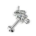 thumbnail image 1 of Labret CZ Leaf Threadless Push In Top 316L Surgical Steel, Convex Back Stud (Silver), 1 of 1