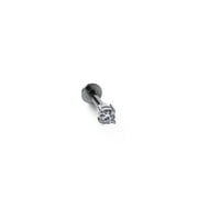 Labret Flat Back Stud Clear Gem Prong Settings Threaded for Nose Cartilage 16G 8mm 2mm jewel